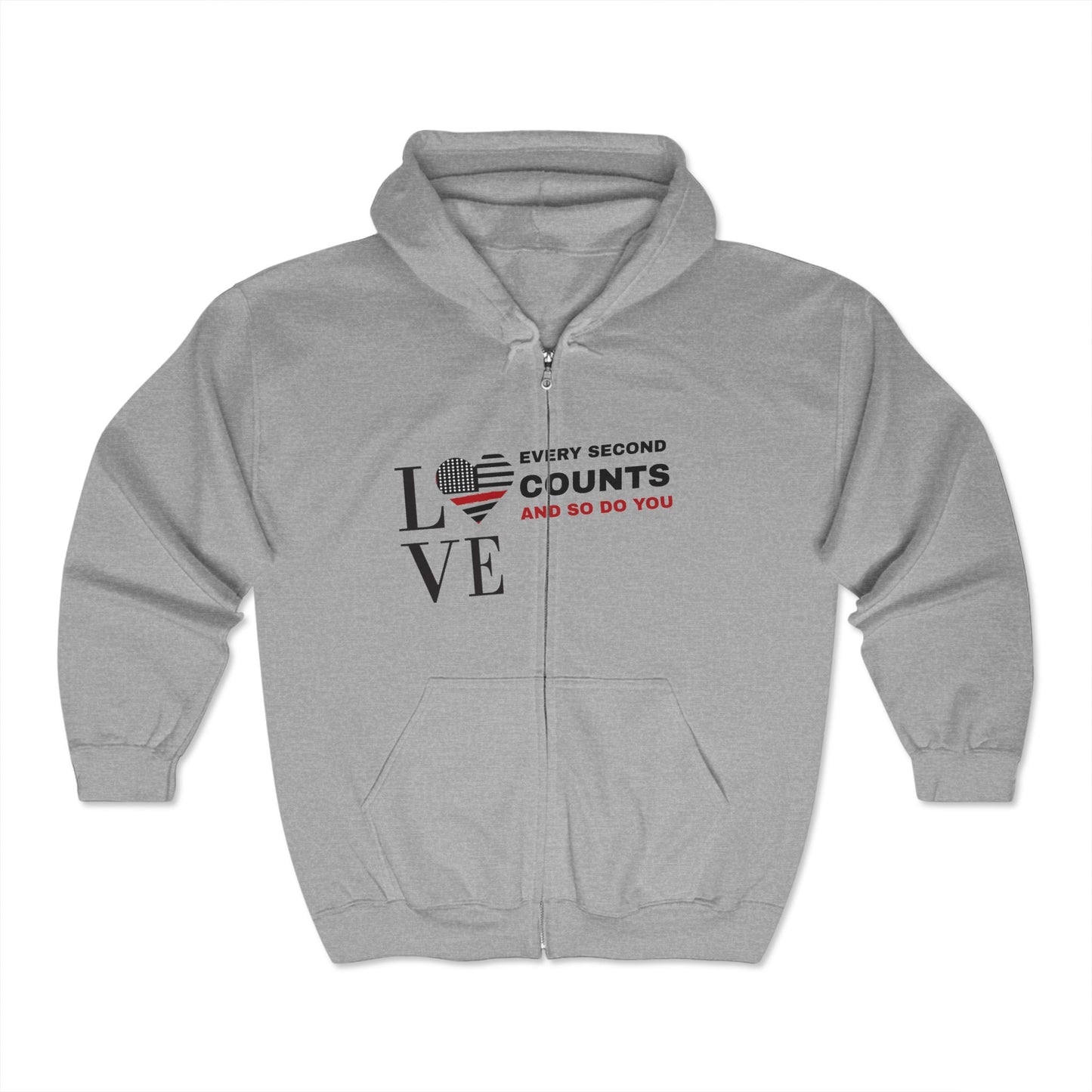 Firefighter Unisex Full Zip Hooded Sweatshirt – Every second counts, and so do you