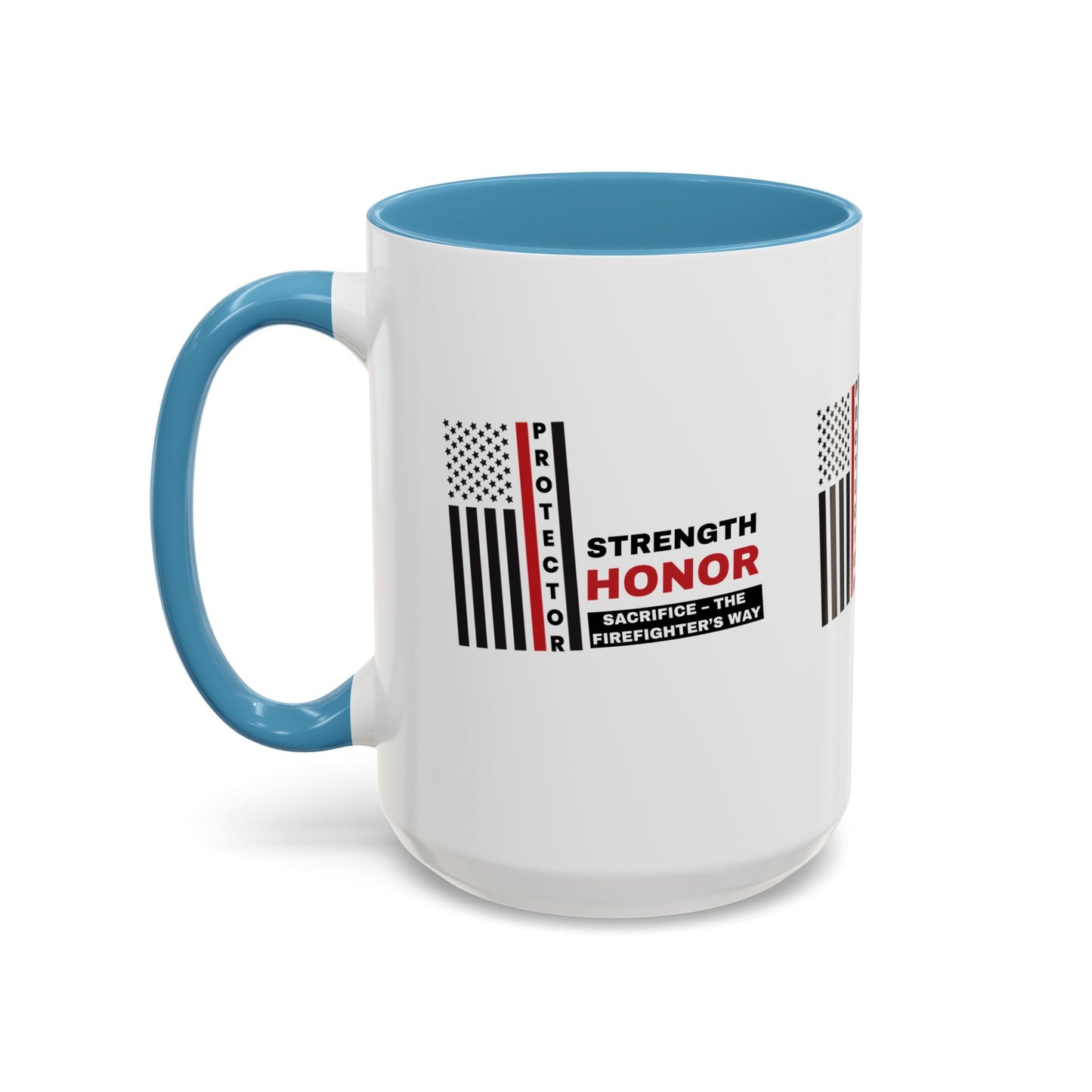 Firefighter Accent Coffee Mug – Strength, honor, sacrifice – the firefighter’s way