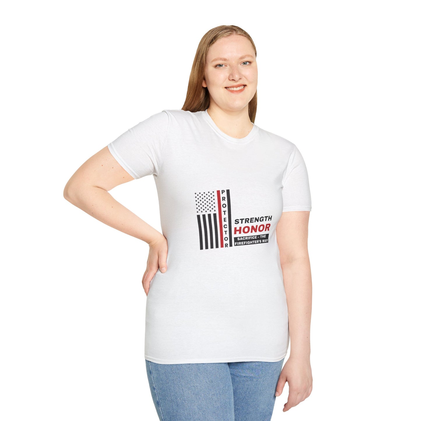 Firefighter Softstyle T-Shirt – Strength, honor, sacrifice – the firefighter’s way