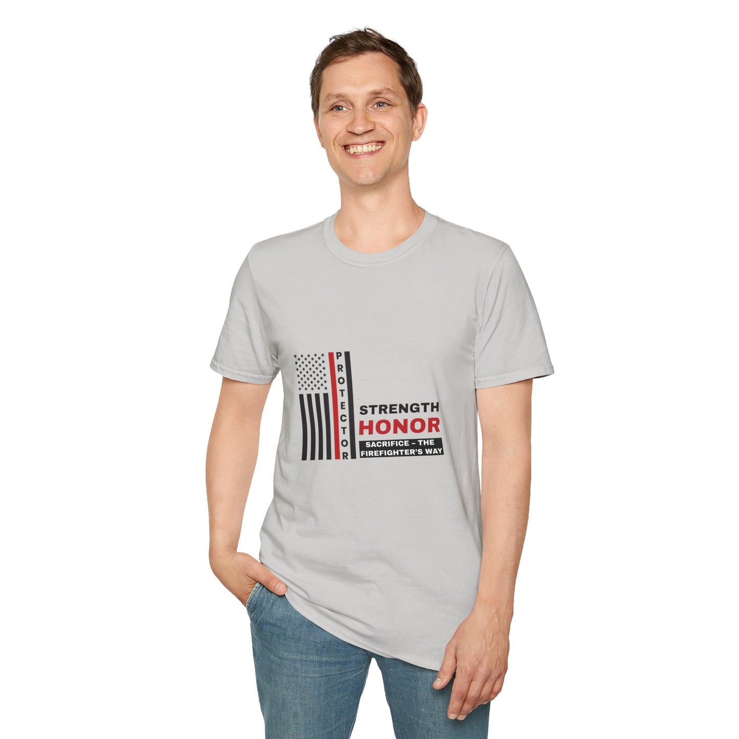 Firefighter Softstyle T-Shirt – Strength, honor, sacrifice – the firefighter’s way