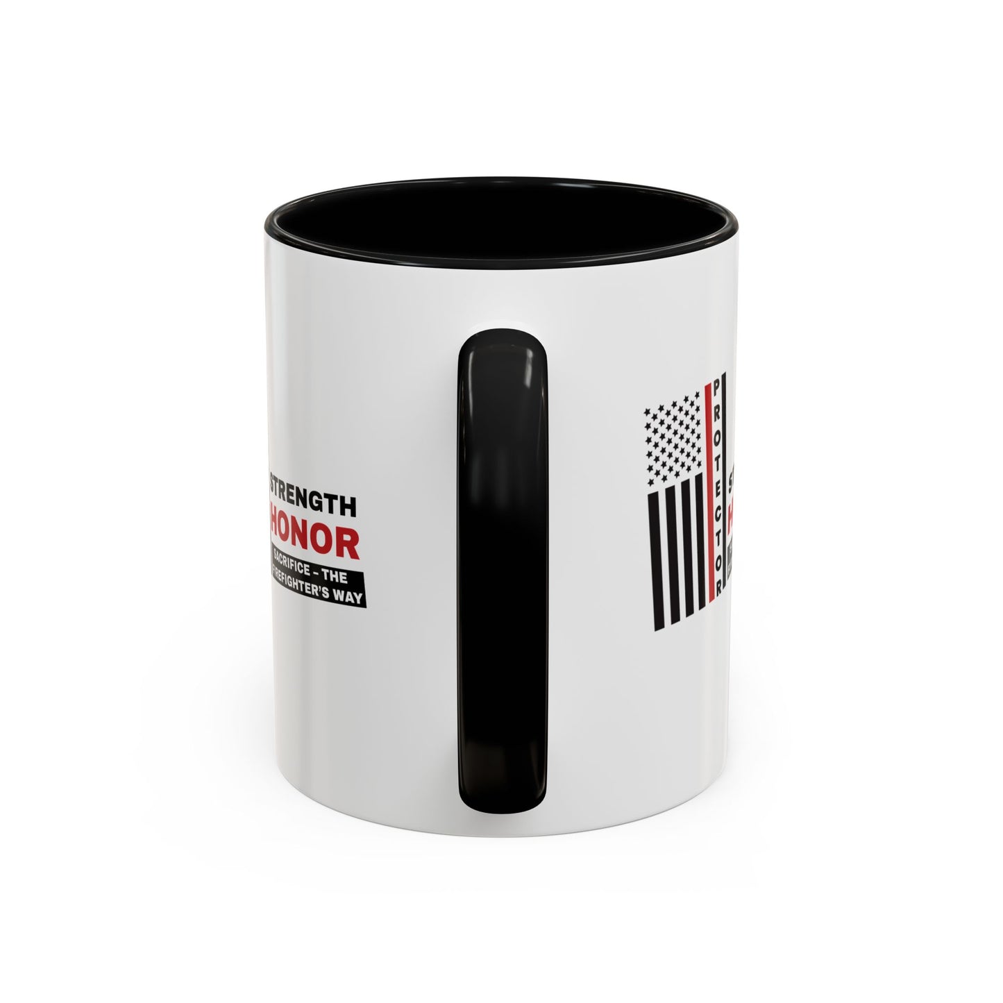 Firefighter Accent Coffee Mug – Strength, honor, sacrifice – the firefighter’s way