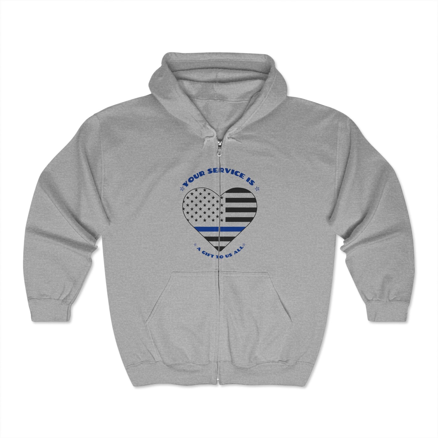 Police Unisex Full Zip Hooded Sweatshirt – Your service is a gift to us all