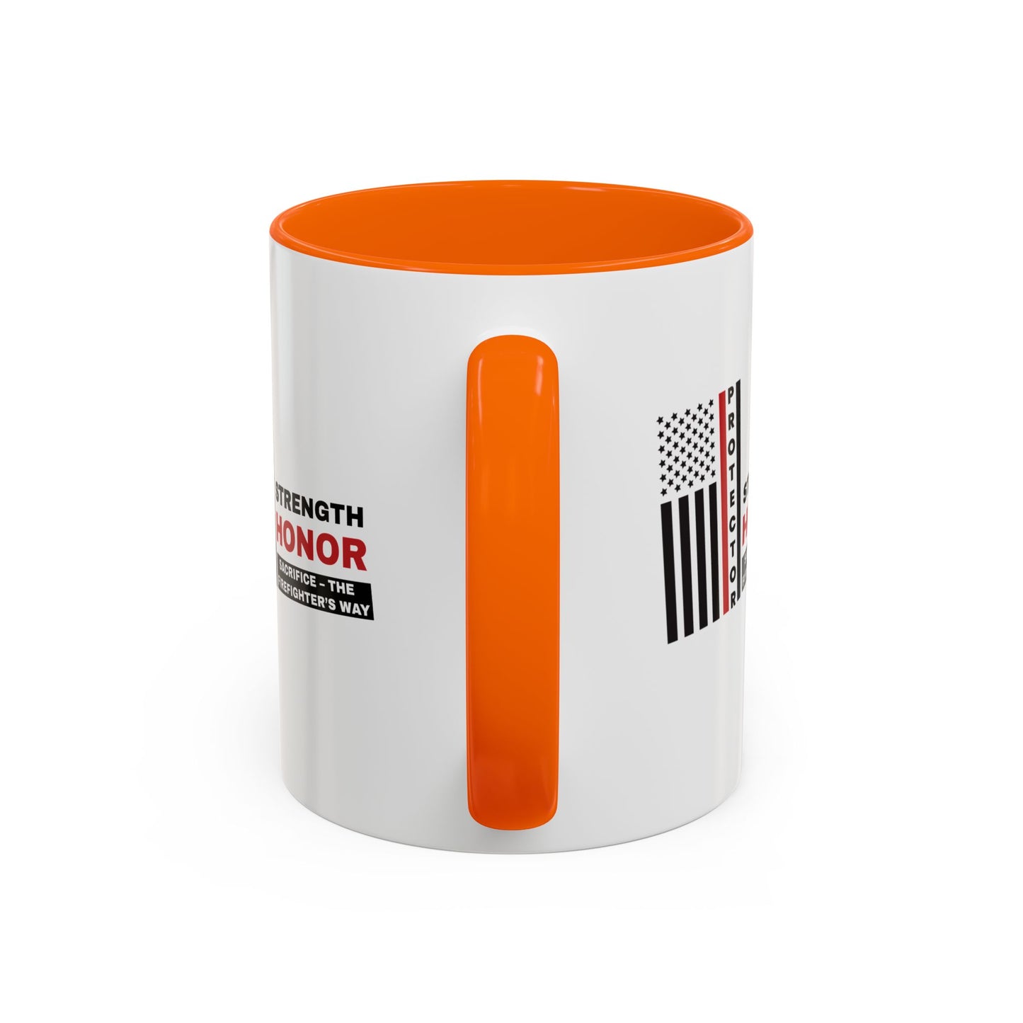 Firefighter Accent Coffee Mug – Strength, honor, sacrifice – the firefighter’s way