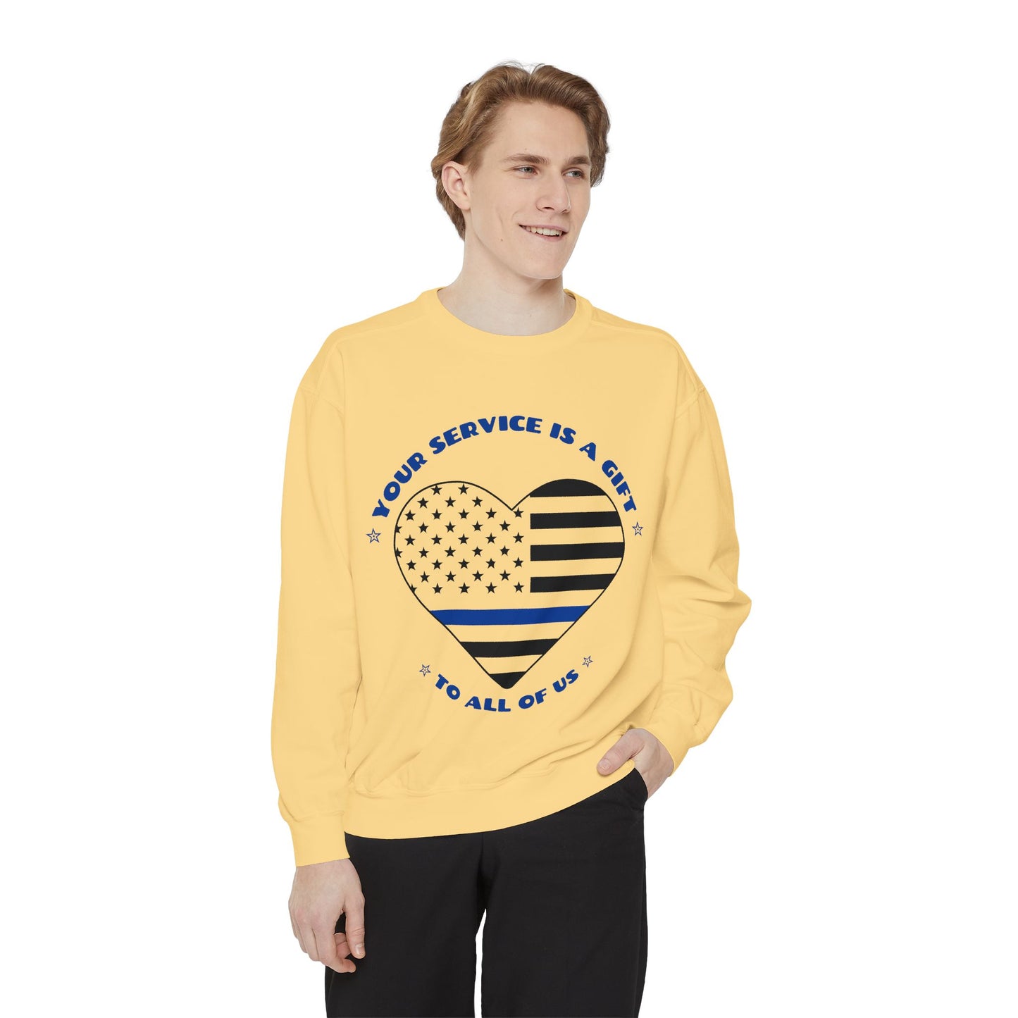Police Unisex Garment-Dyed Sweatshirt – Your service is a gift to all of us