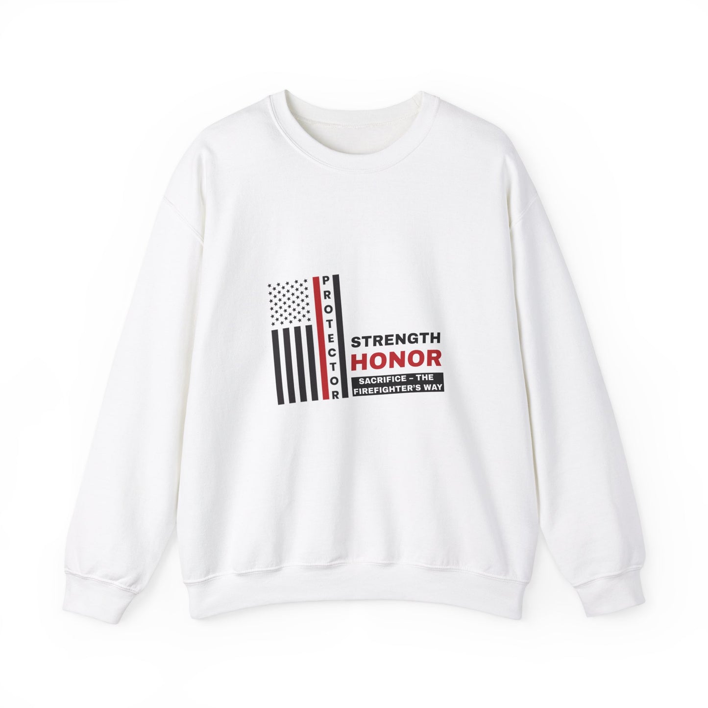 Firefighter Unisex Heavy Blend Crewneck Sweatshirt – Strength, honor, sacrifice – the firefighter’s way