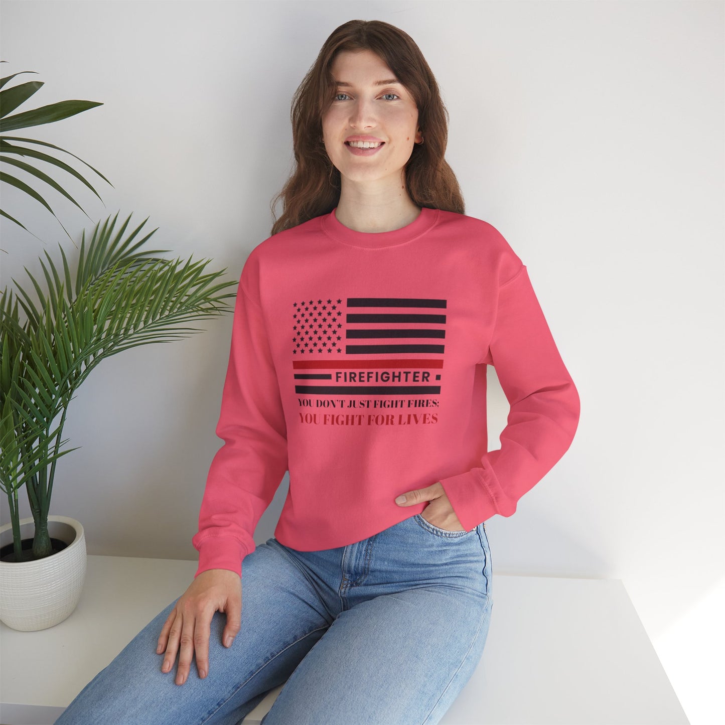 Firefighter Unisex Heavy Blend Crewneck Sweatshirt – You don’t just fight fires; you fight for lives