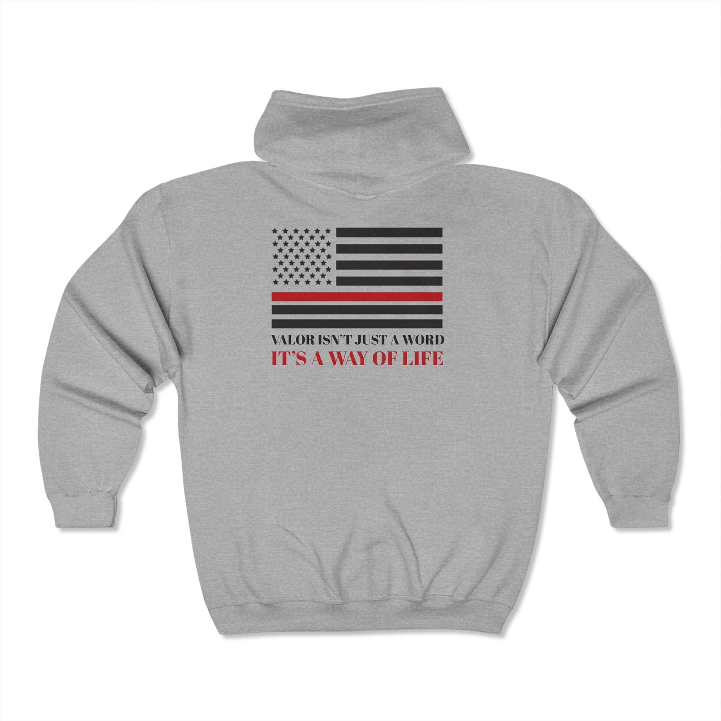 Firefighter Unisex Full Zip Hooded Sweatshirt – Valor isn’t just a word—it’s a way of life