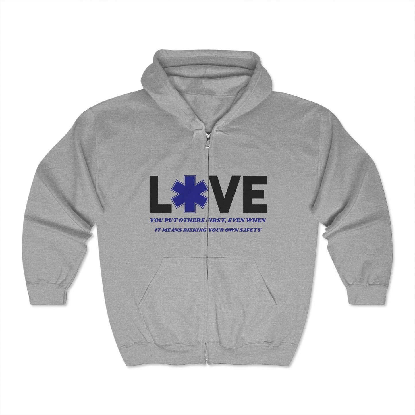 EMS Unisex Full Zip Hooded Sweatshirt – You put others first, even when it means risking your own safety