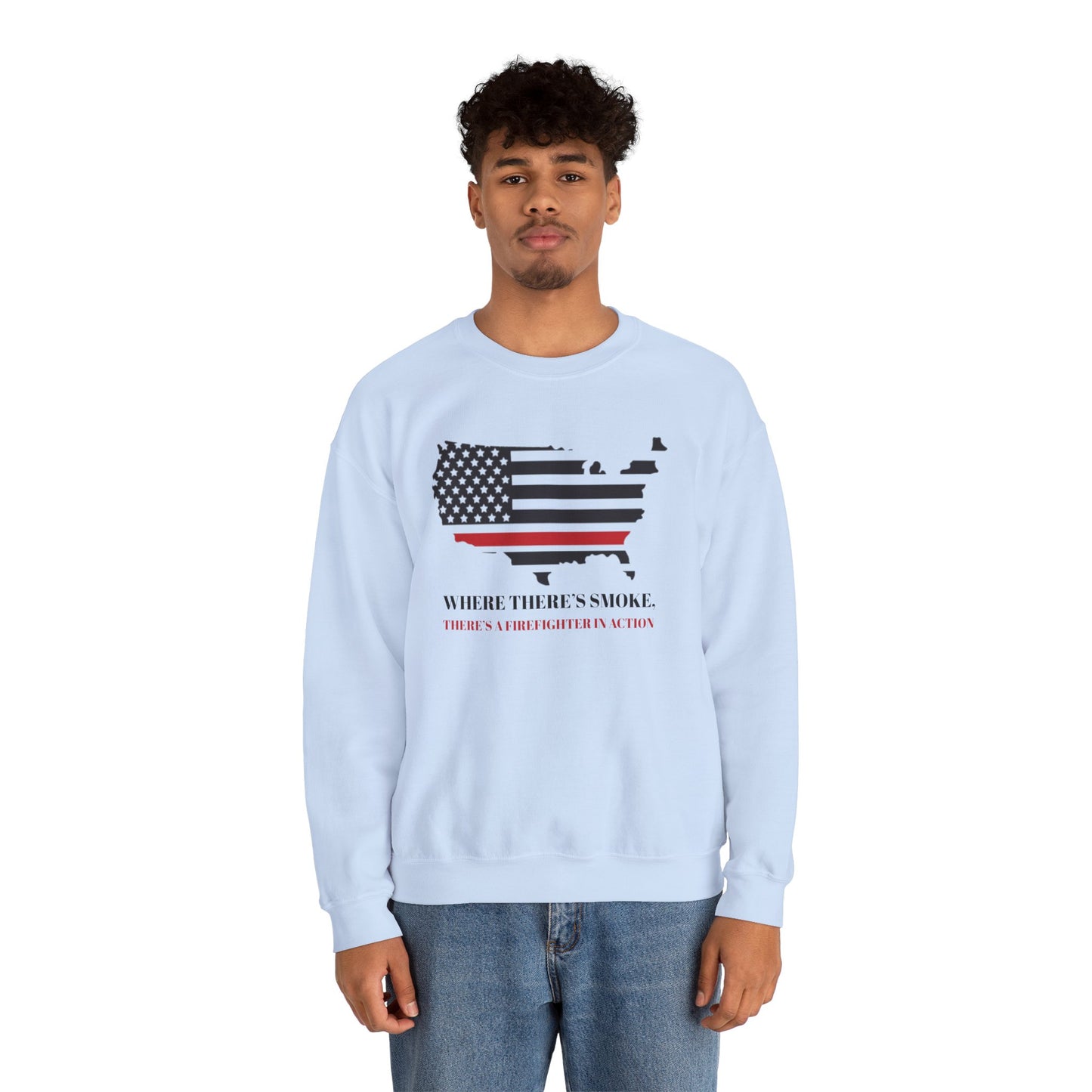 Firefighter Unisex Heavy Blend Crewneck Sweatshirt – Where there’s smoke, there’s a firefighter in action