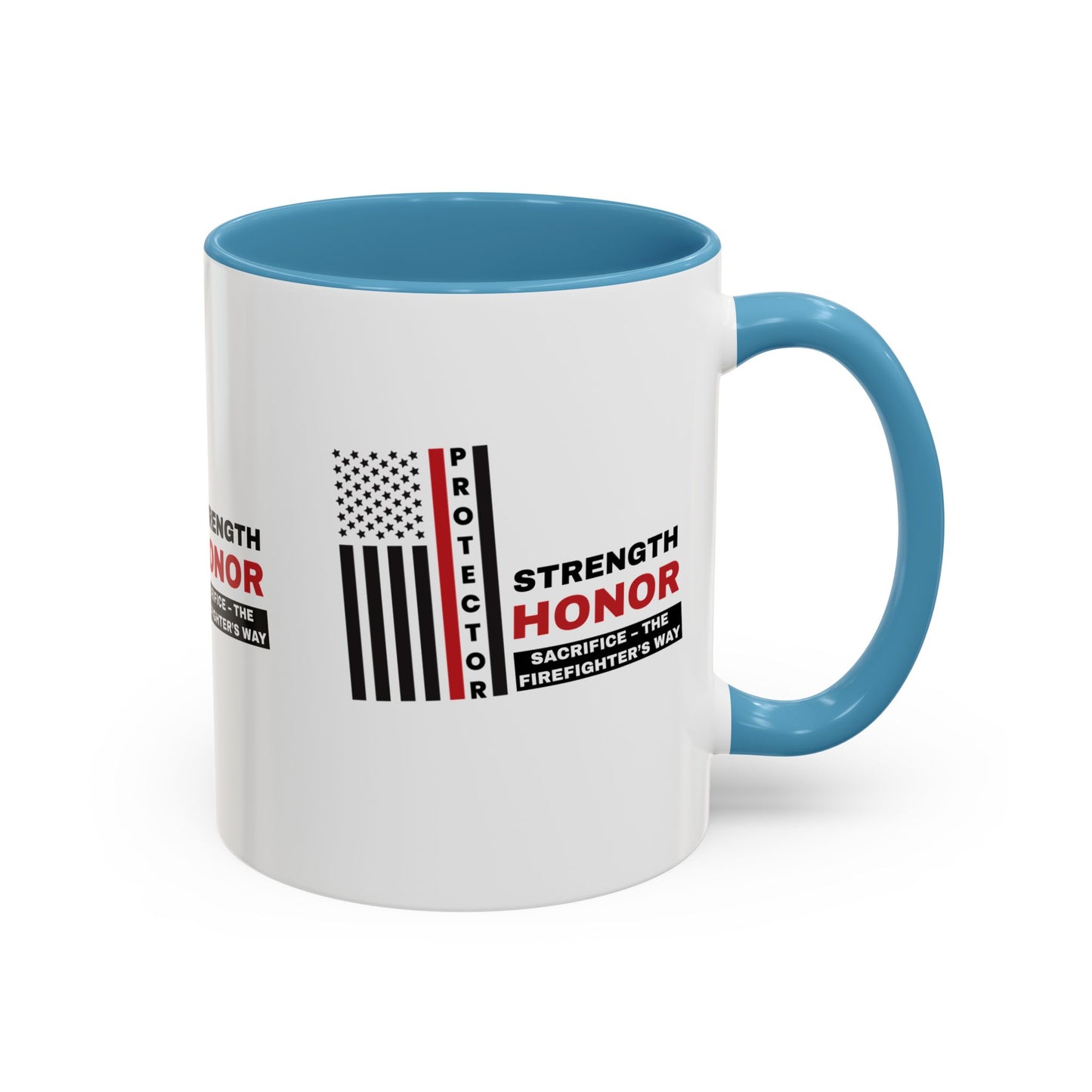 Firefighter Accent Coffee Mug – Strength, honor, sacrifice – the firefighter’s way