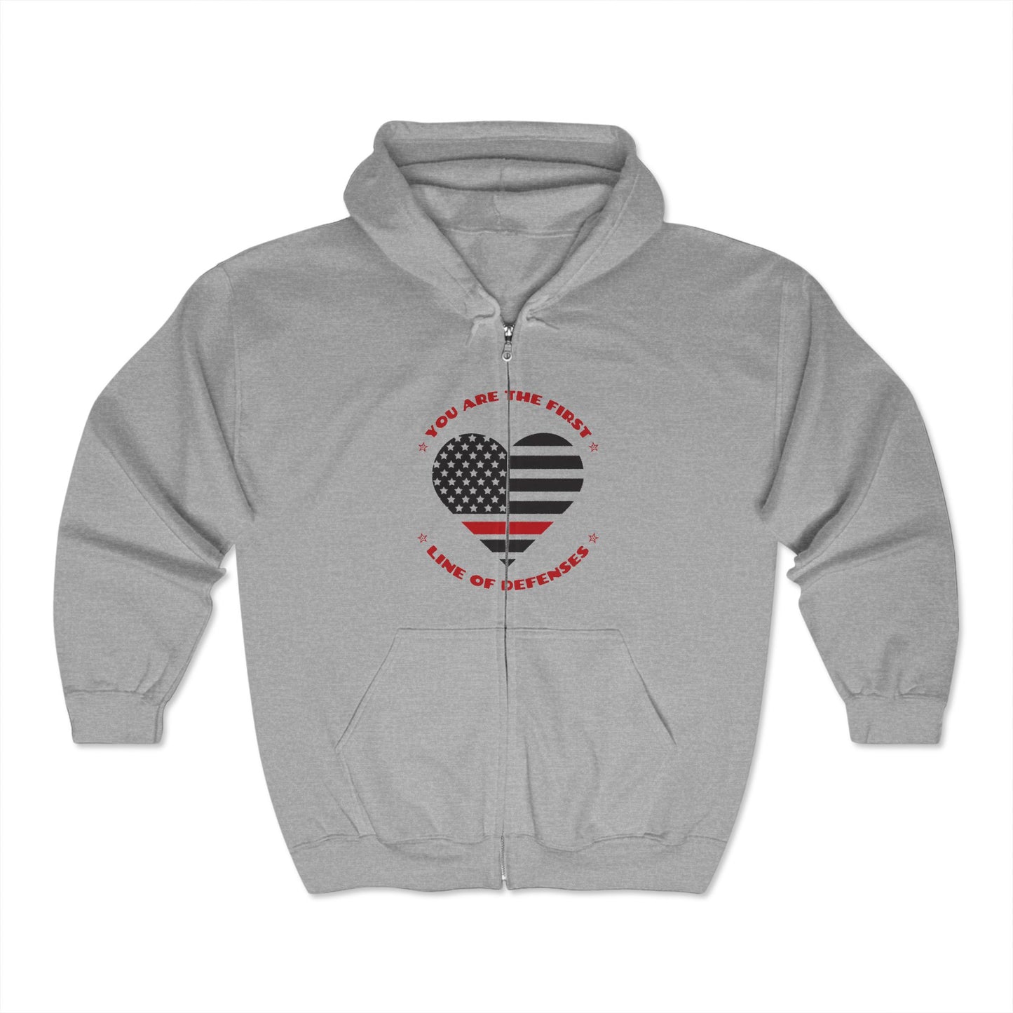 Firefighter Unisex Full Zip Hooded Sweatshirt – You are the first line of defenses the light in the darkest times