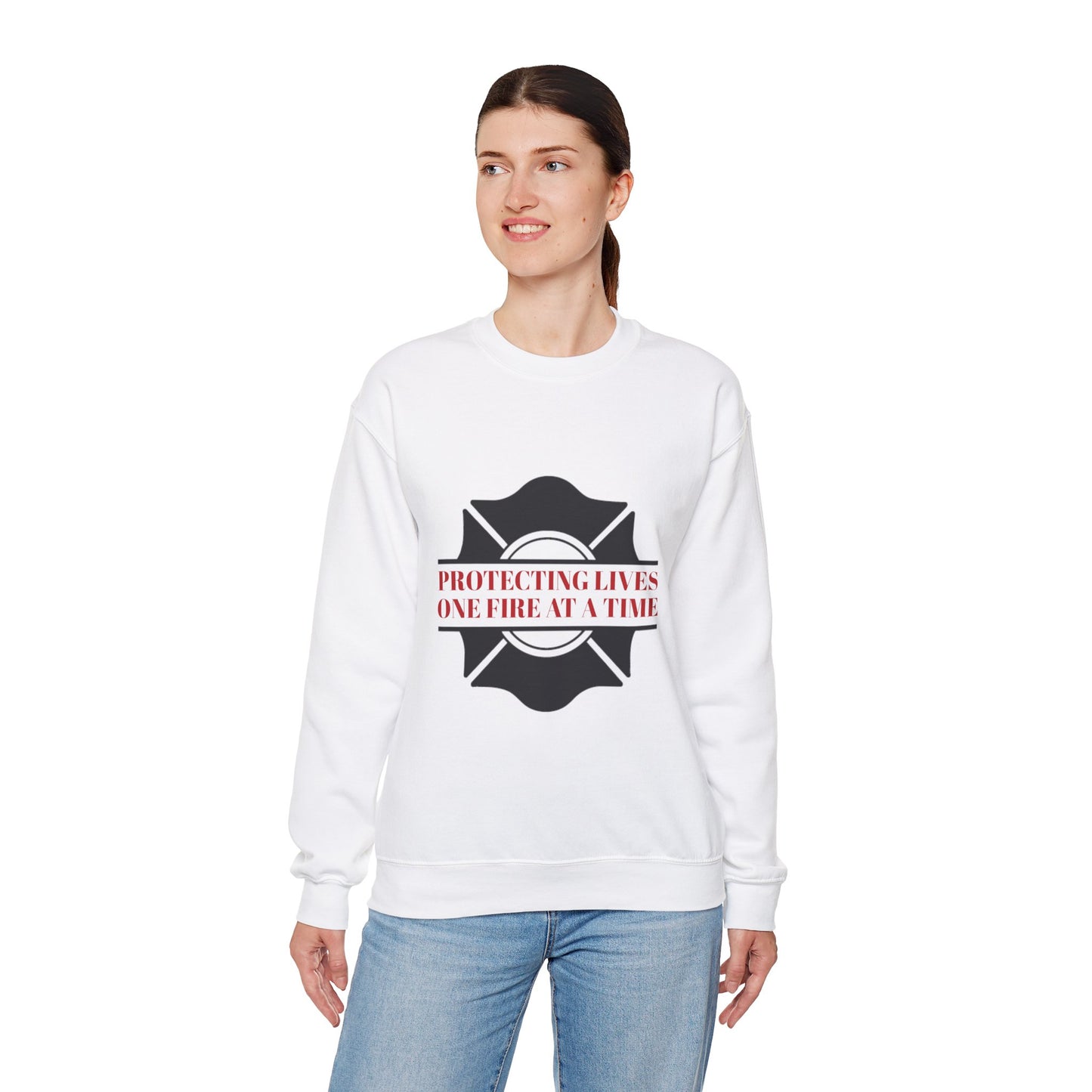 Firefighter Unisex Heavy Blend Crewneck Sweatshirt – Protecting lives, one fire at a time