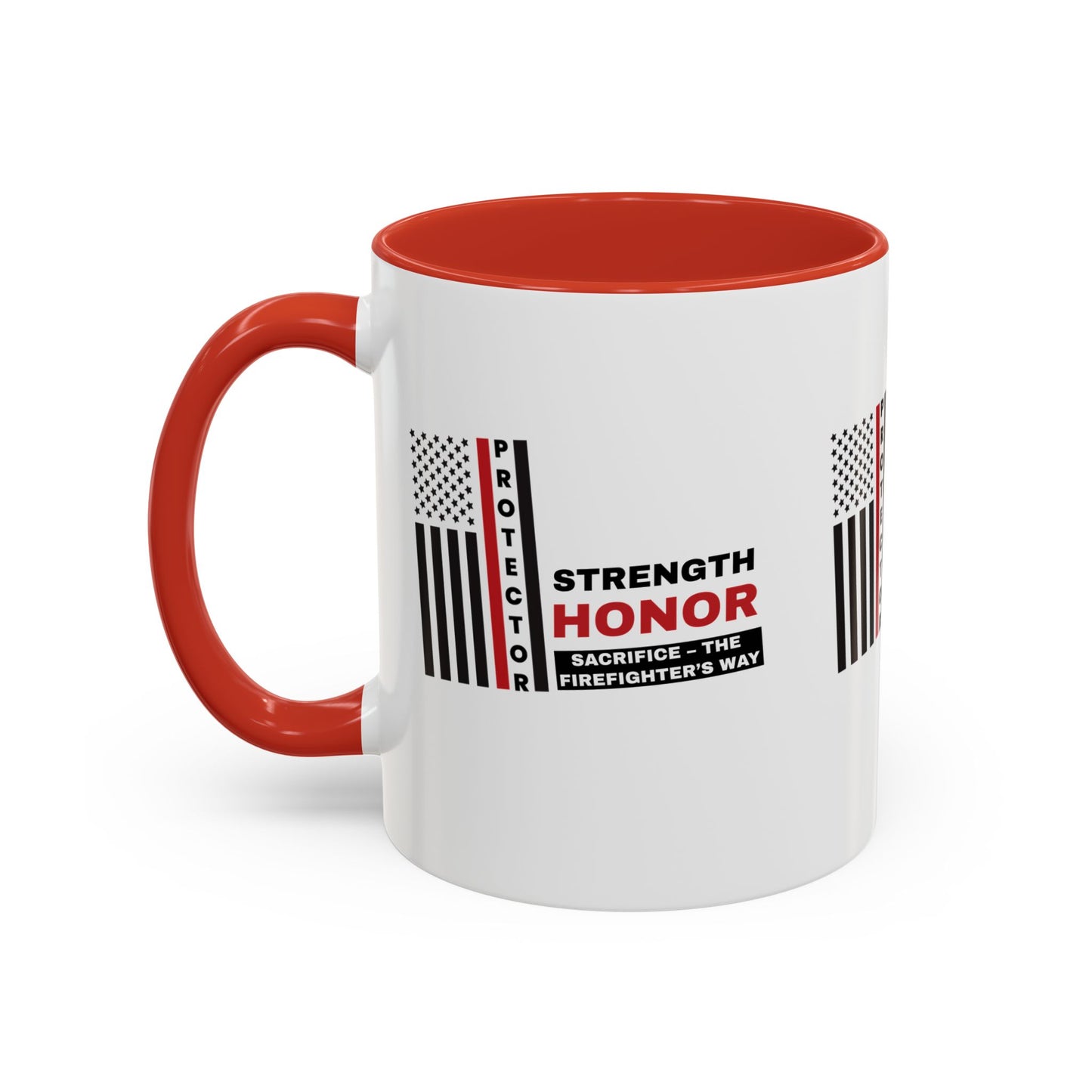Firefighter Accent Coffee Mug – Strength, honor, sacrifice – the firefighter’s way