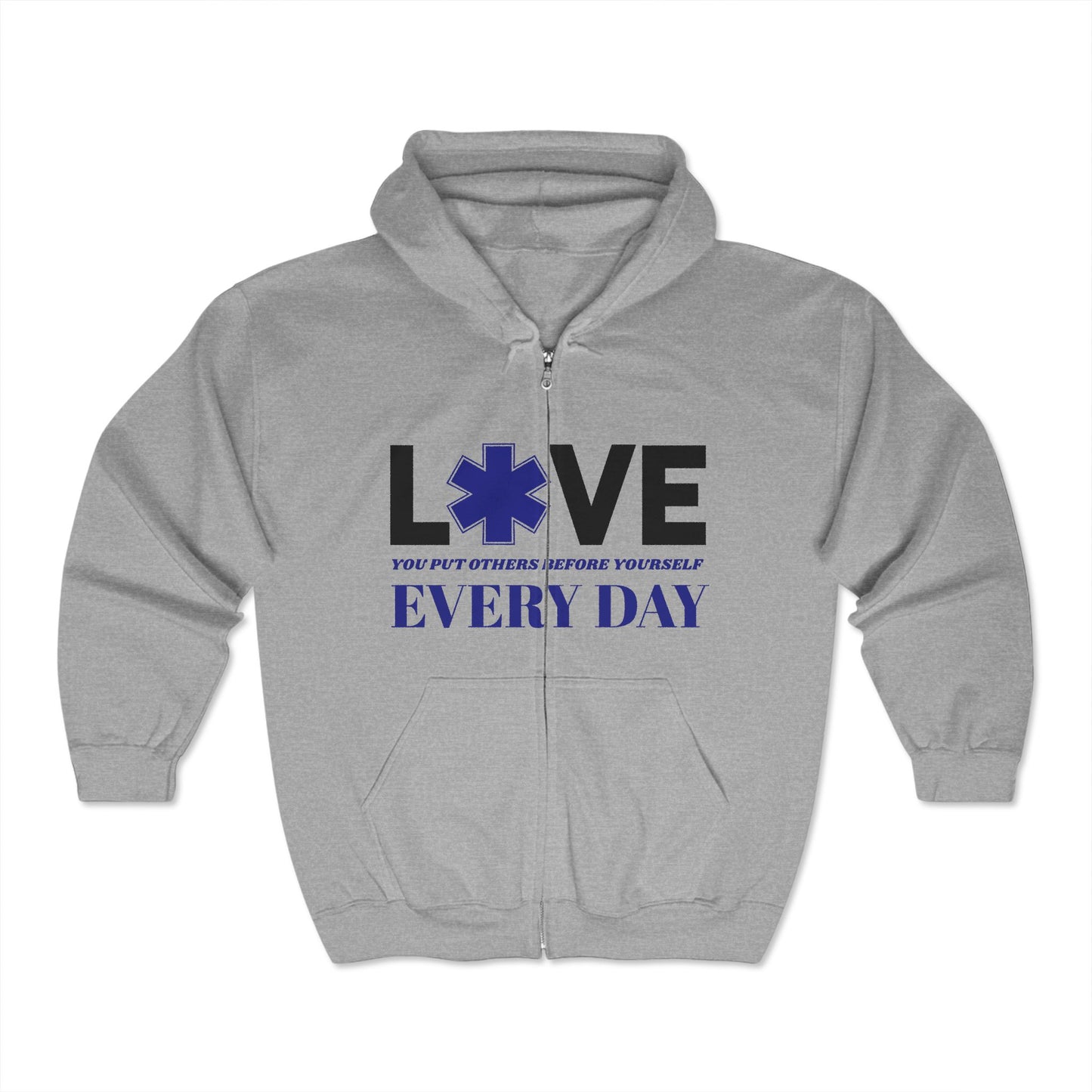 EMS Unisex Full Zip Hooded Sweatshirt – You put others before yourself every day