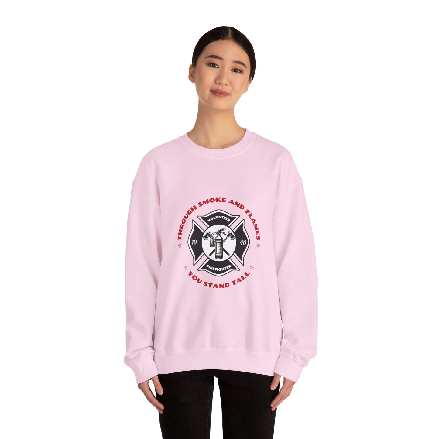 Firefighter Unisex Heavy Blend Crewneck Sweatshirt – Through smoke and flames, you stand tall
