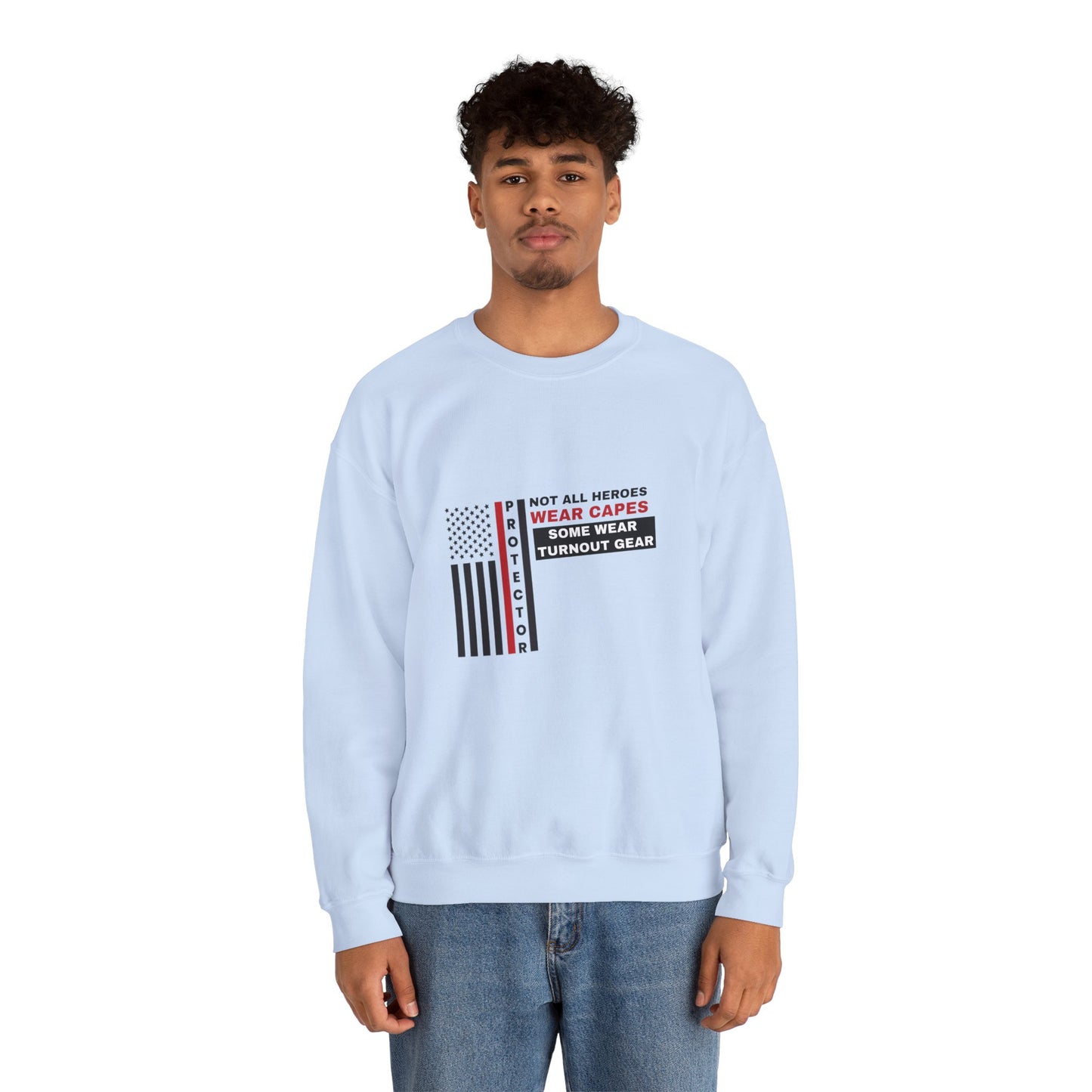 Firefighter Unisex Heavy Blend Crewneck Sweatshirt – Not all heroes wear capes—some wear turnout gear