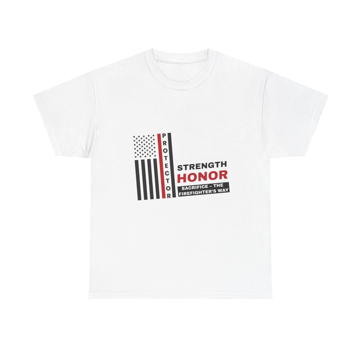 Firefighter Heavy Cotton Tee – Strength, honor, sacrifice – the firefighter’s way