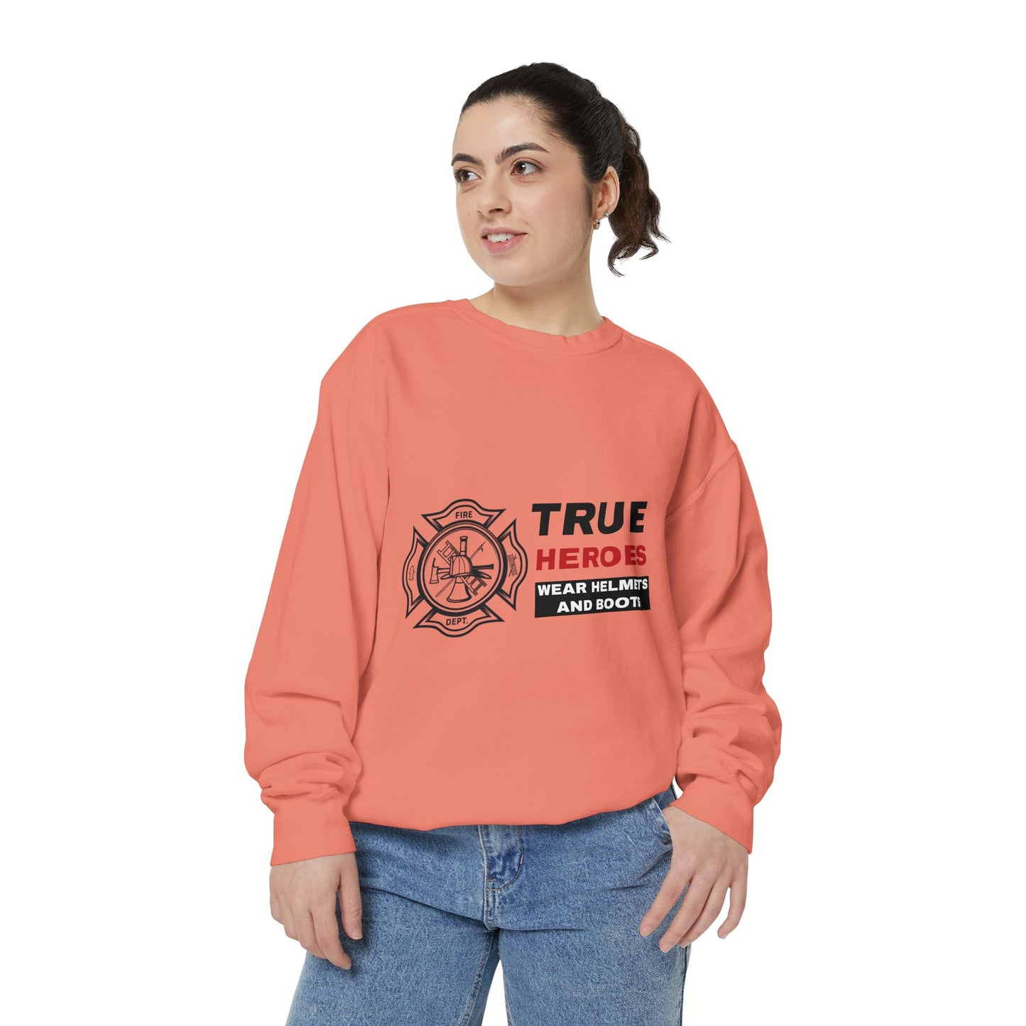 Firefighter Unisex Garment-Dyed Sweatshirt – True heroes wear helmets and boots