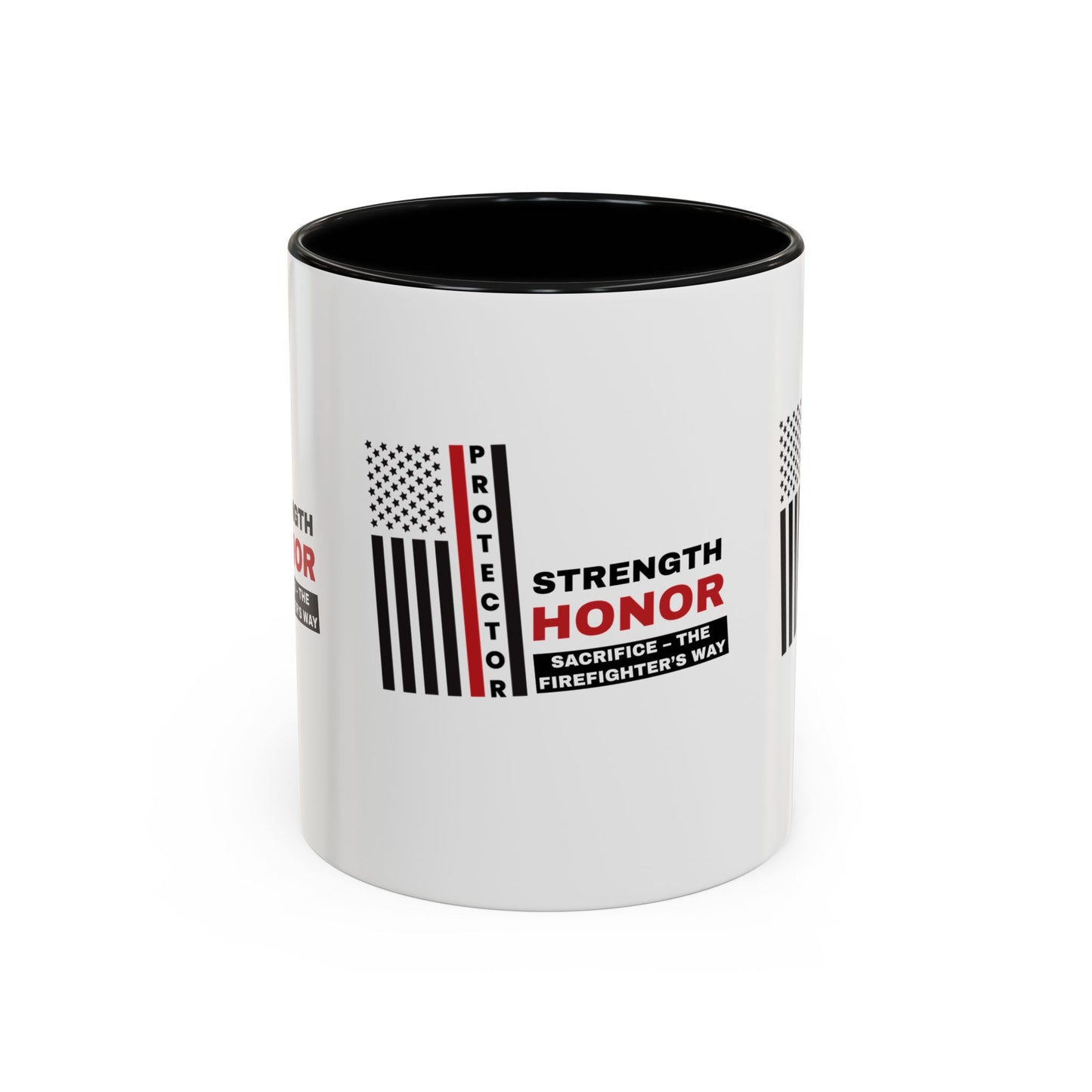 Firefighter Accent Coffee Mug – Strength, honor, sacrifice – the firefighter’s way