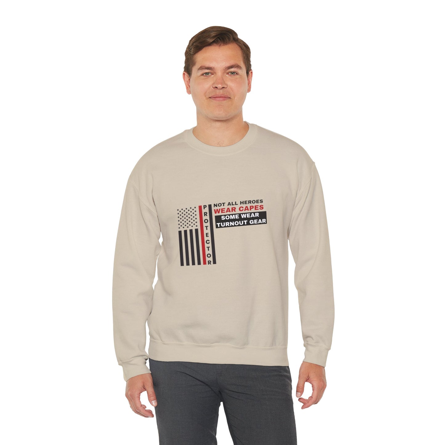 Firefighter Unisex Heavy Blend Crewneck Sweatshirt – Not all heroes wear capes—some wear turnout gear
