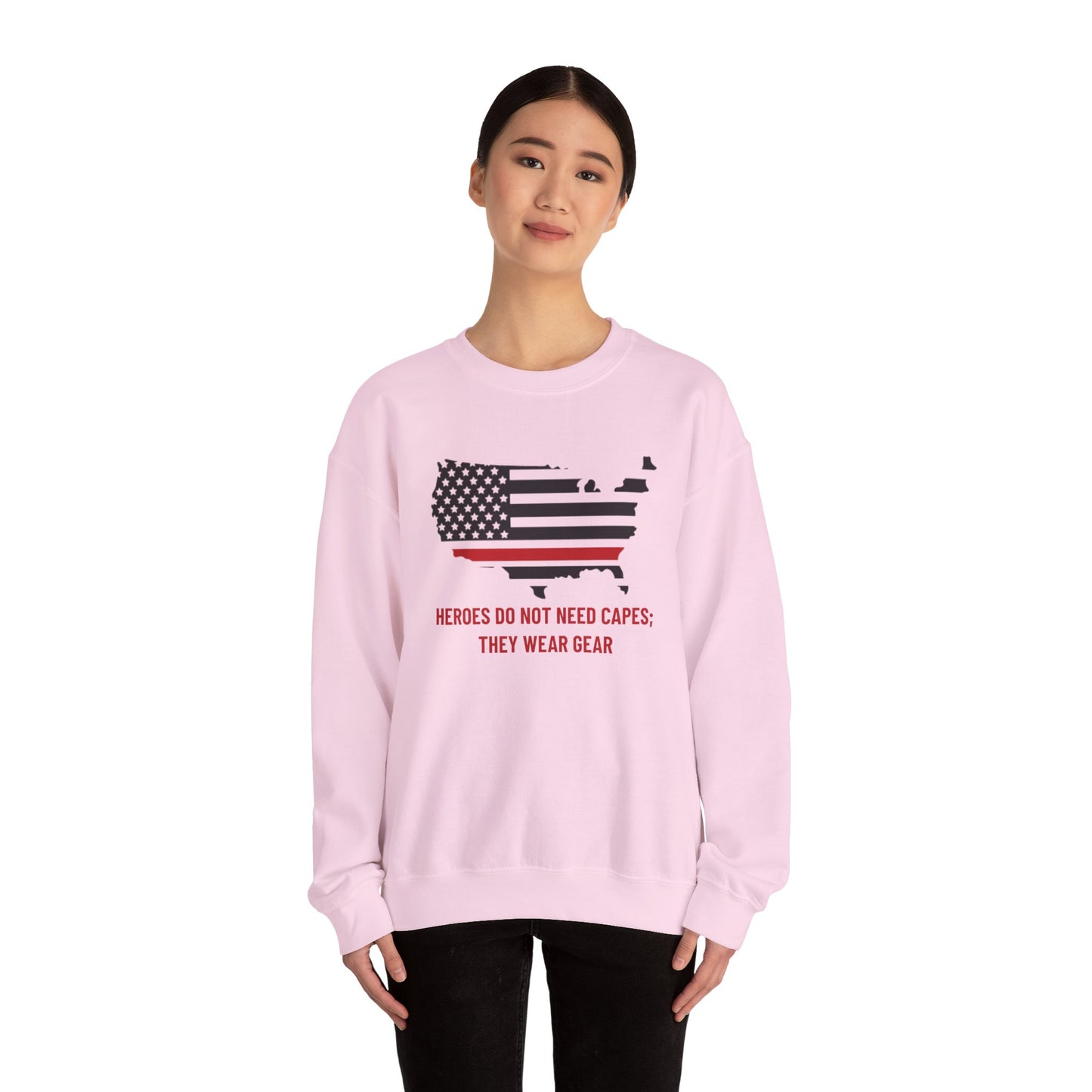 Firefighter Unisex Heavy Blend Crewneck Sweatshirt – Heroes do not need capes; they wear gear