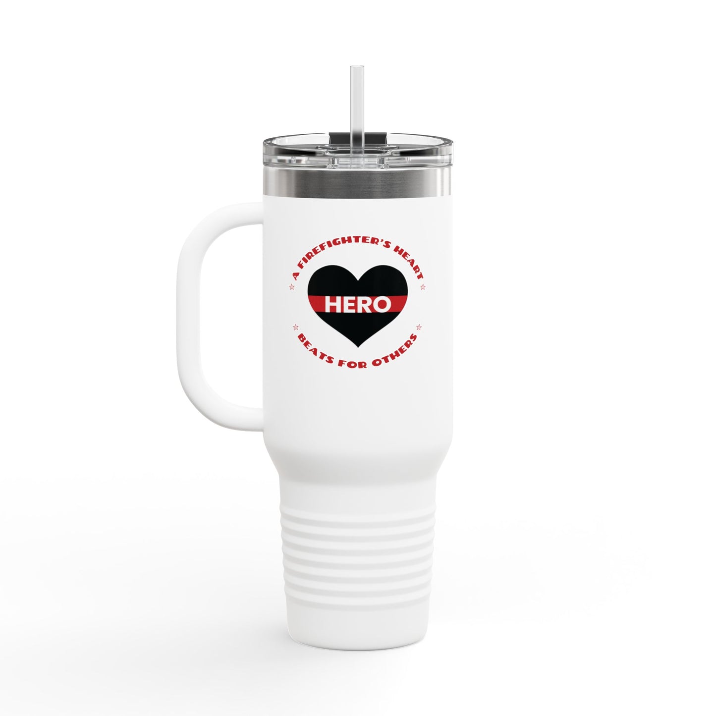Firefighter Insulated Travel Mug, 40oz – A firefighter’s heart beats for others