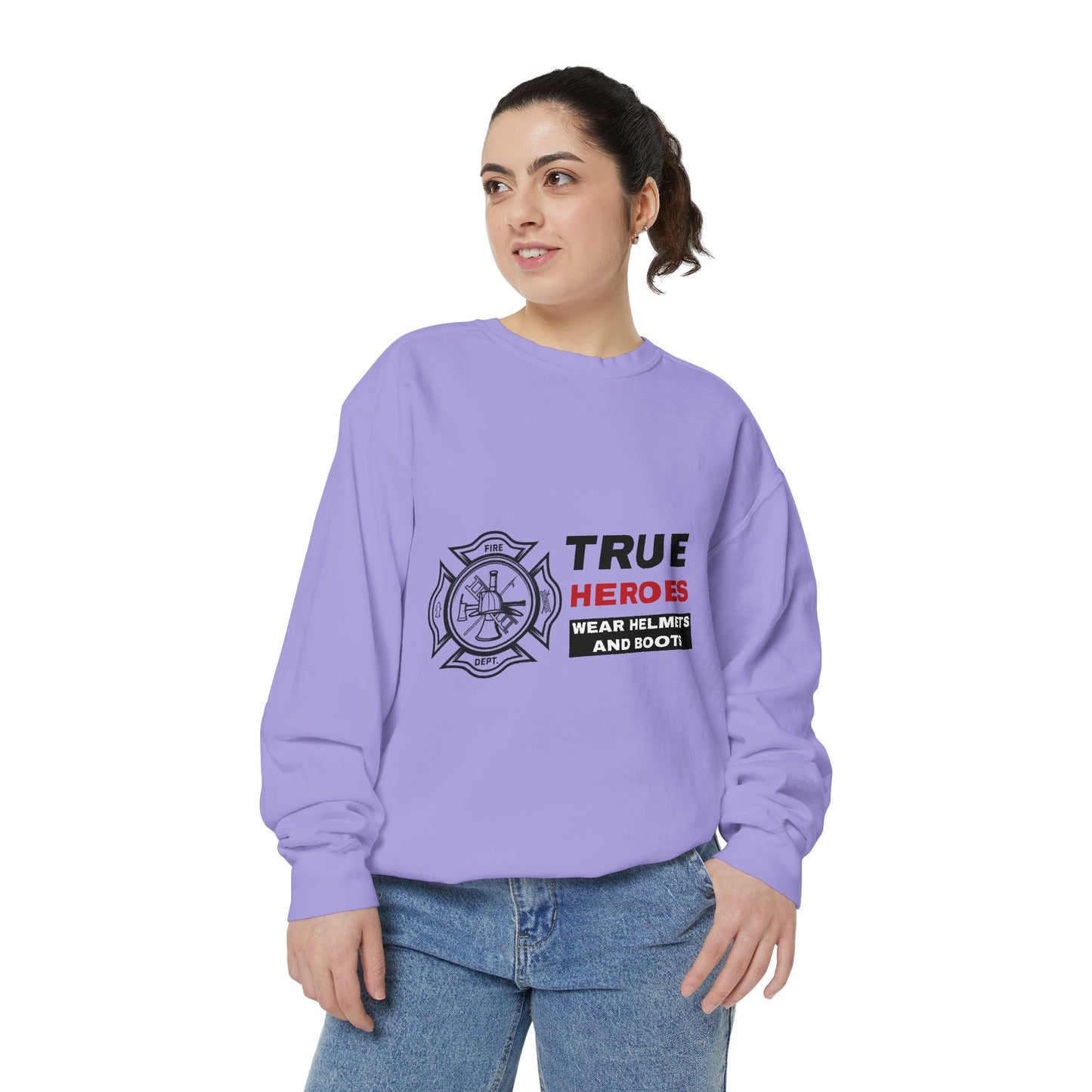 Firefighter Unisex Garment-Dyed Sweatshirt – True heroes wear helmets and boots