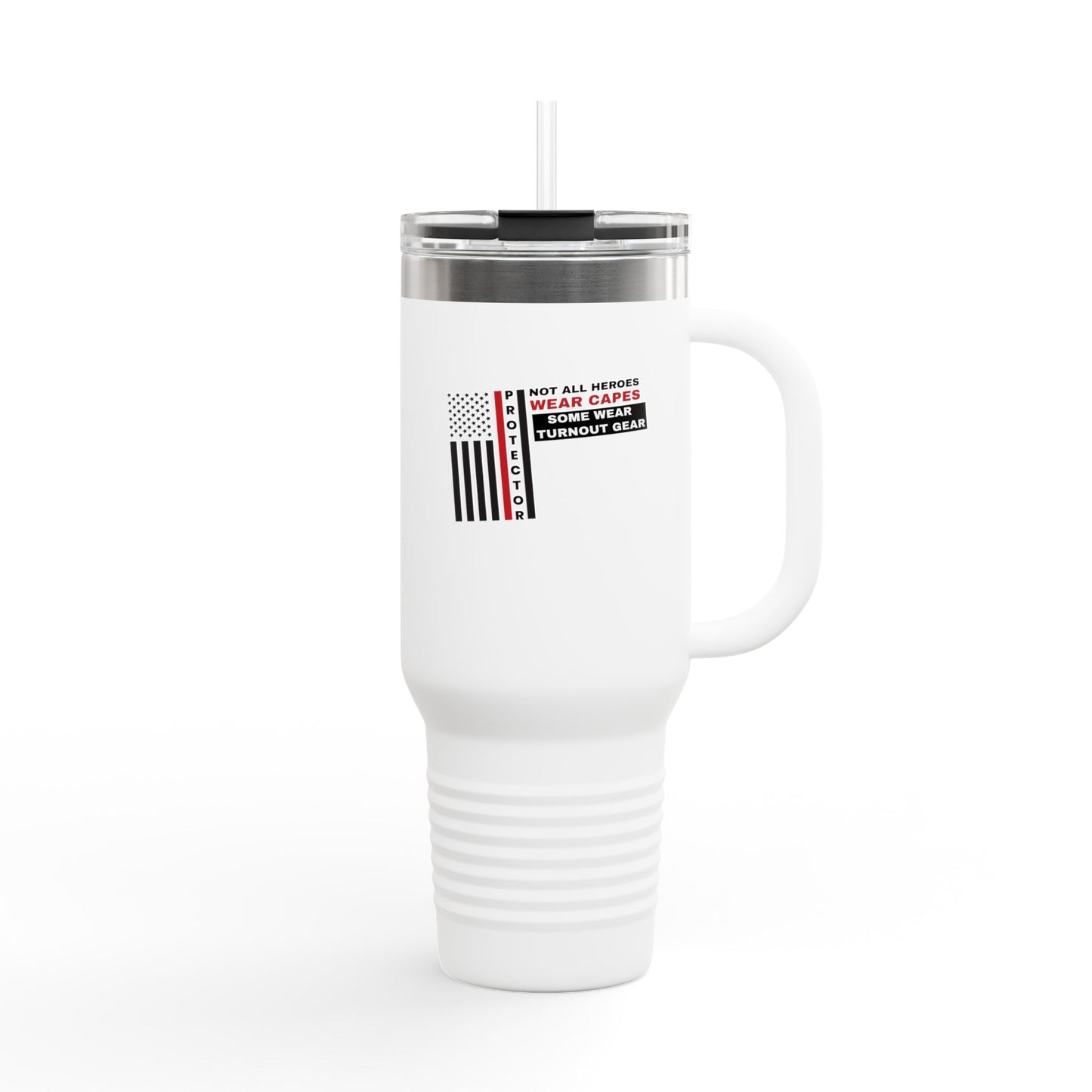 Firefighter Insulated Travel Mug, 40oz – Not all heroes wear capes—some wear turnout gear