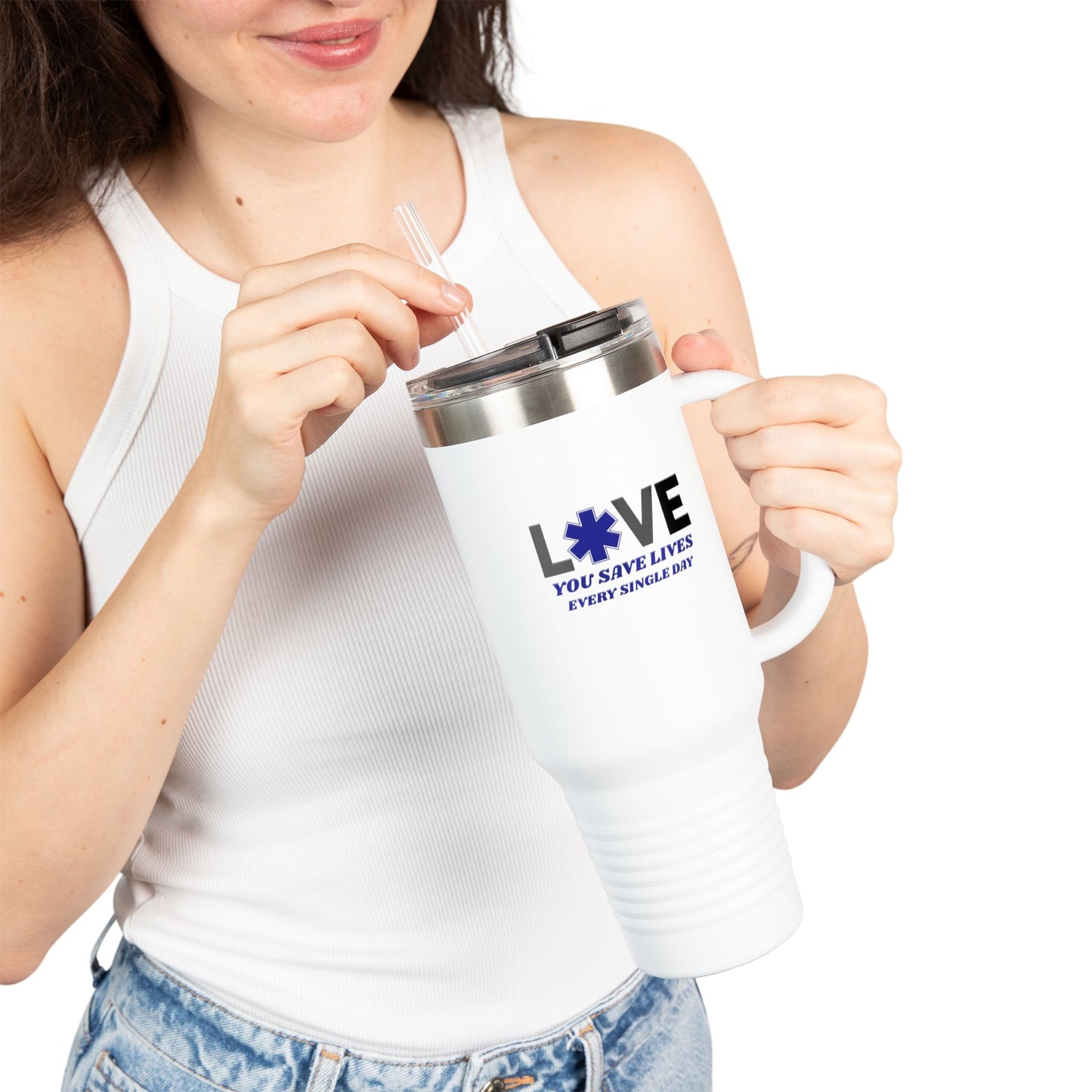 EMS Insulated Travel Mug, 40oz - You save lives every single day