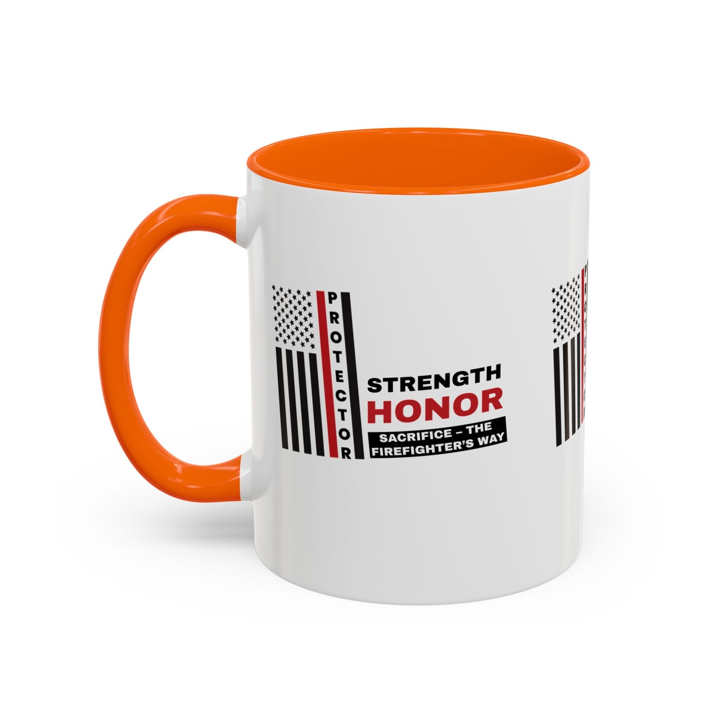 Firefighter Accent Coffee Mug – Strength, honor, sacrifice – the firefighter’s way