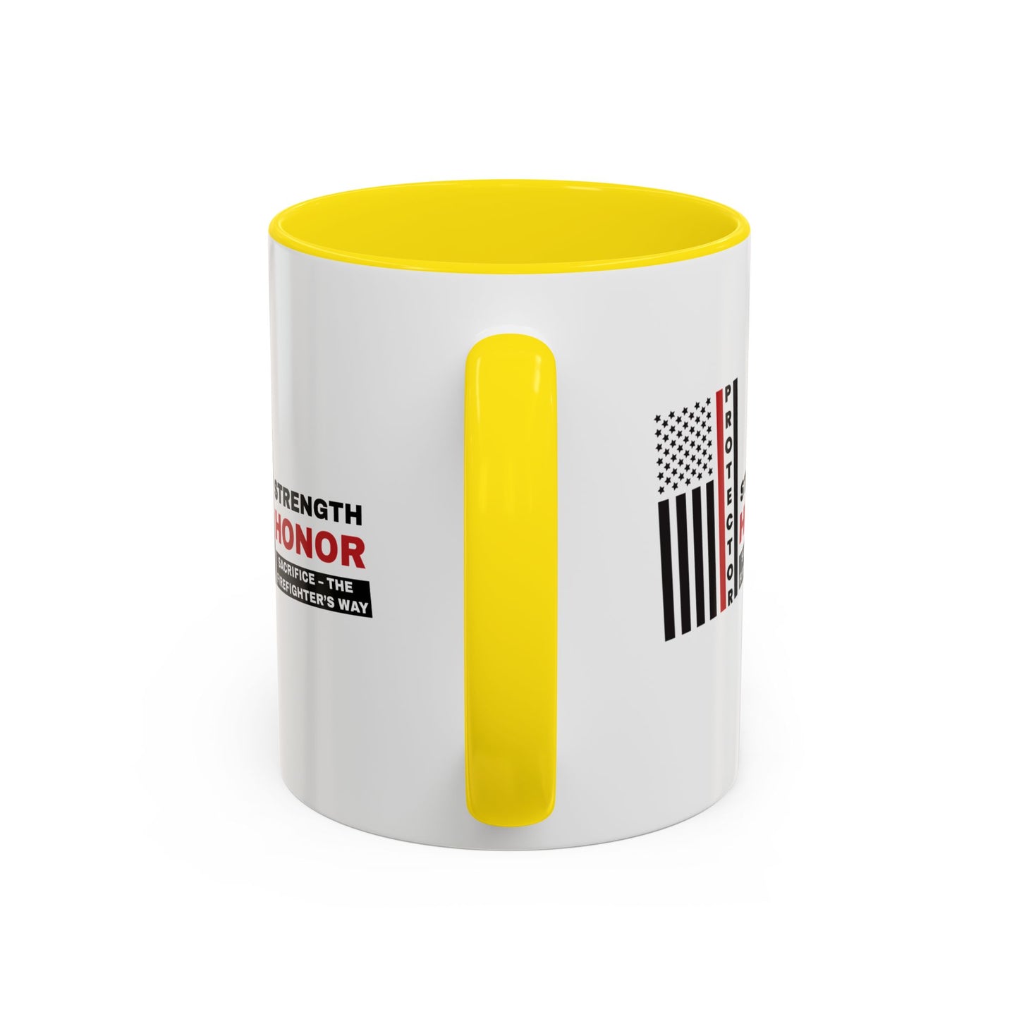 Firefighter Accent Coffee Mug – Strength, honor, sacrifice – the firefighter’s way