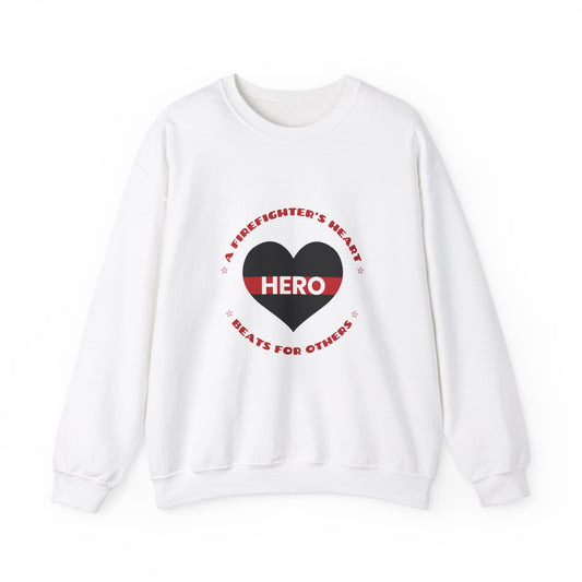Firefighter Unisex Heavy Blend Crewneck Sweatshirt – A firefighter’s heart beats for others