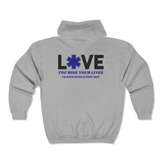 EMS Unisex Full Zip Hooded Sweatshirt – You risk your lives to save ours every day