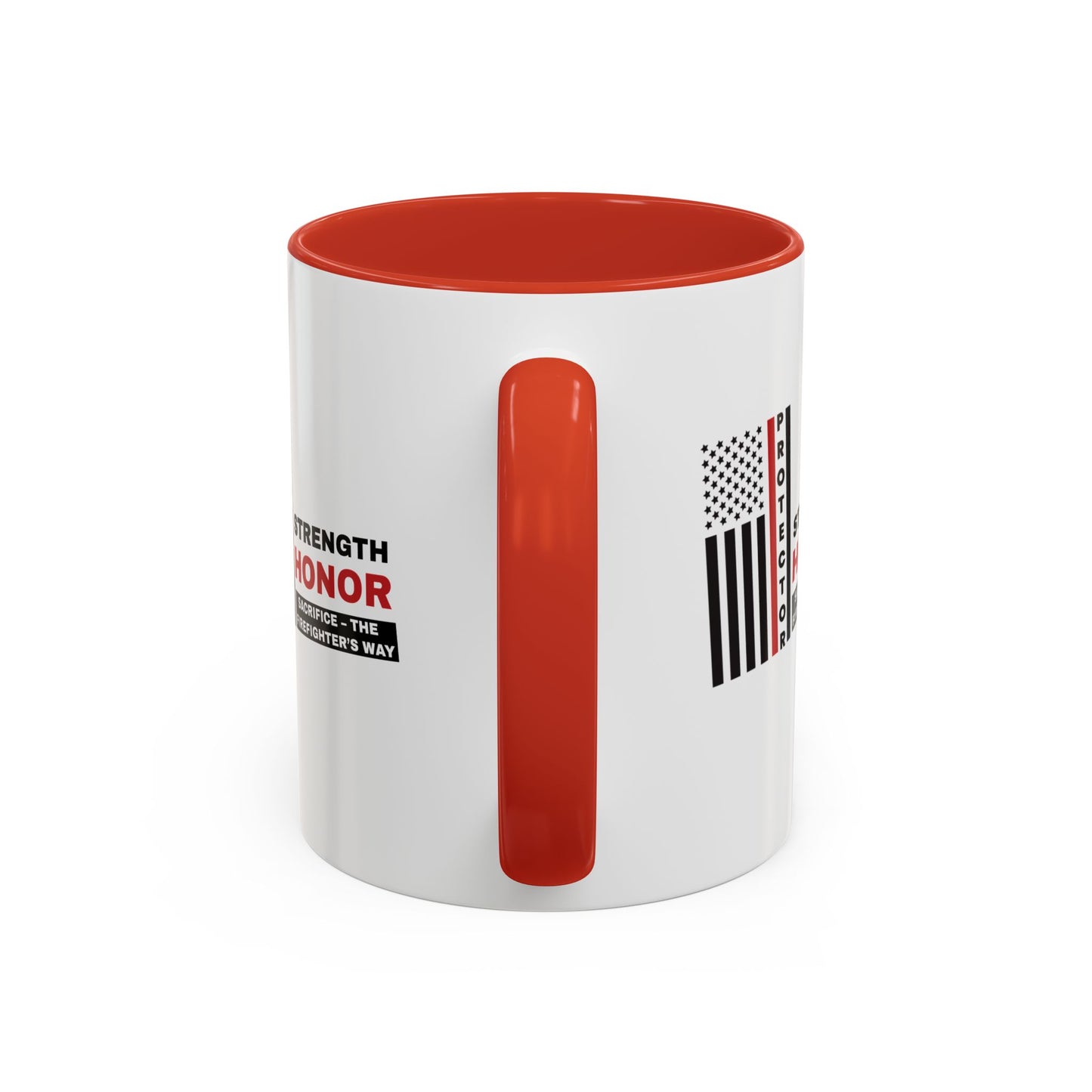 Firefighter Accent Coffee Mug – Strength, honor, sacrifice – the firefighter’s way