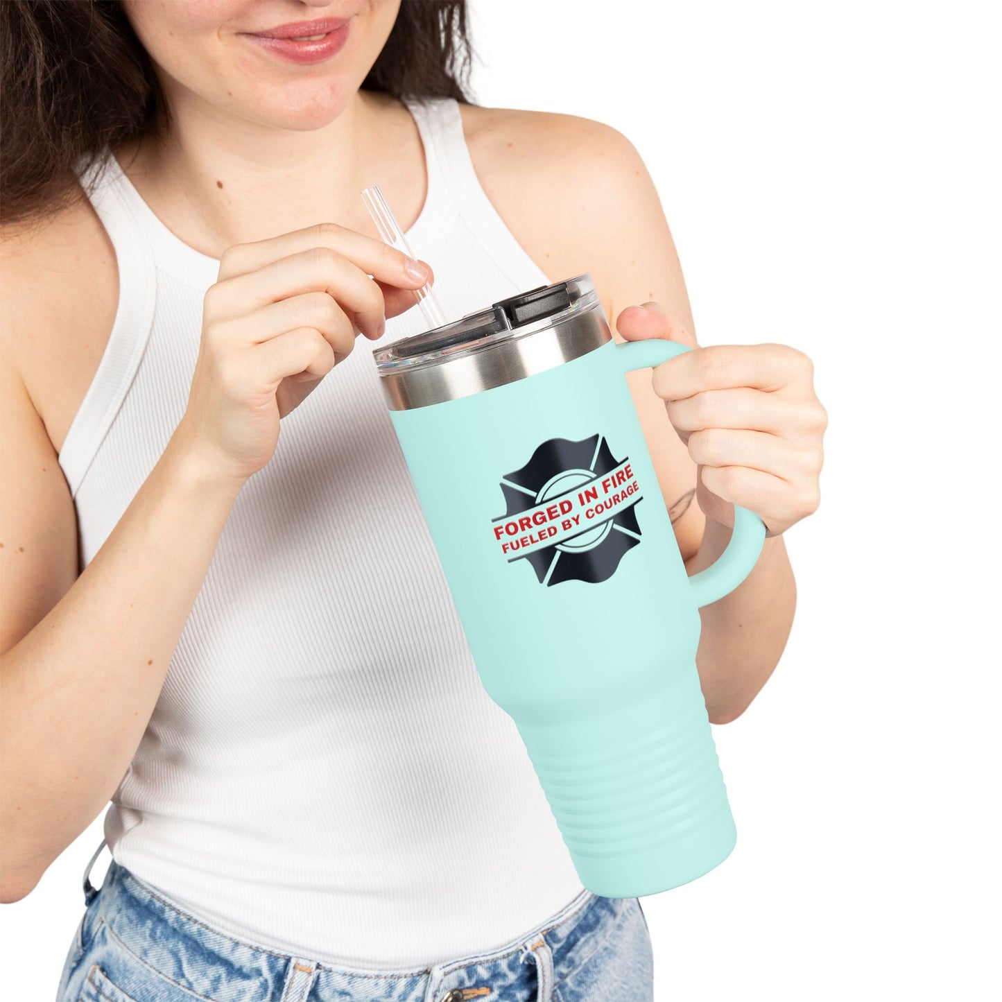 Firefighter Insulated Travel Mug, 40oz – Forged in fire, fueled by courage