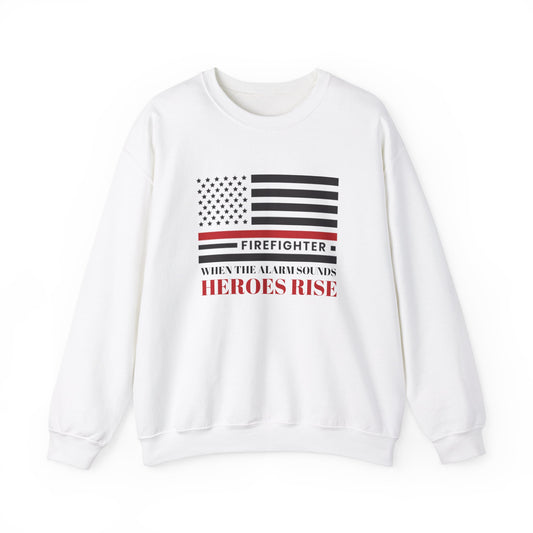 Firefighter Unisex Heavy Blend Crewneck Sweatshirt – When the alarm sounds, heroes rise