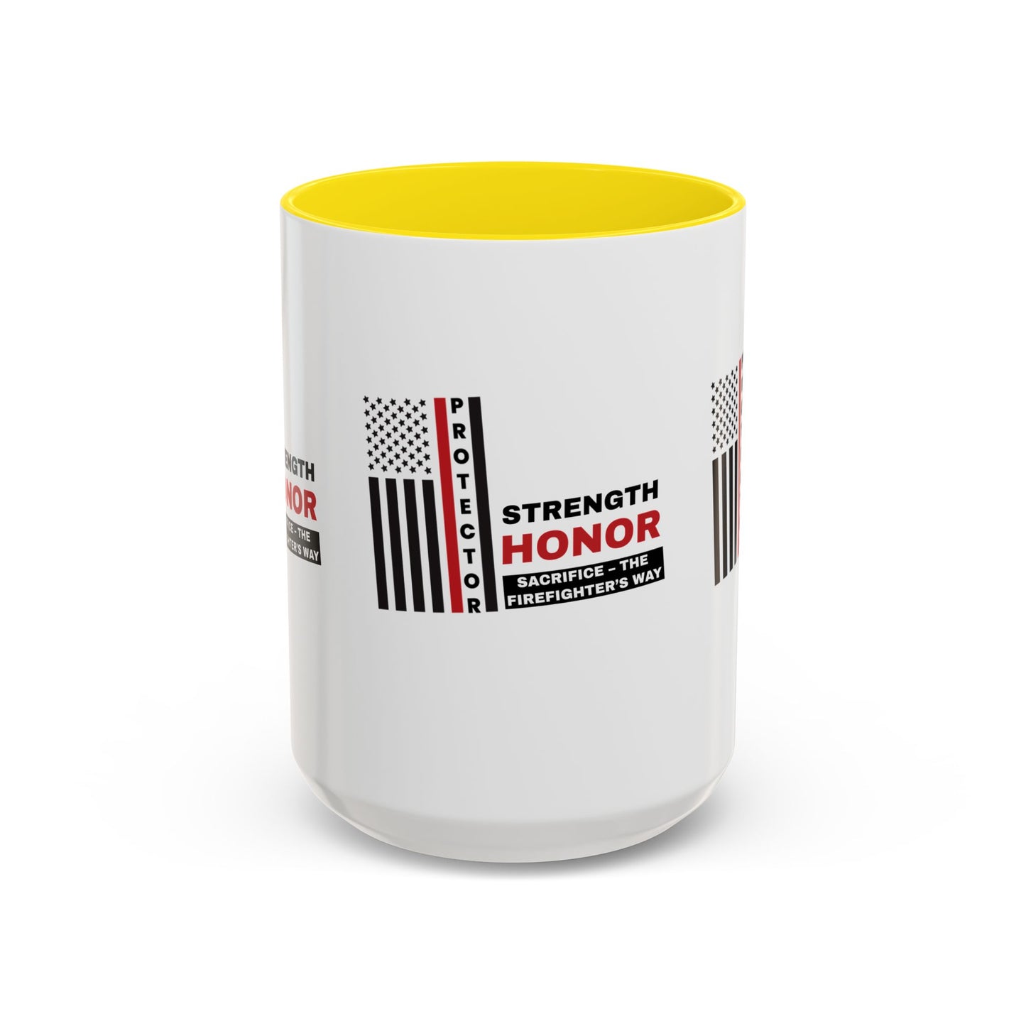 Firefighter Accent Coffee Mug – Strength, honor, sacrifice – the firefighter’s way