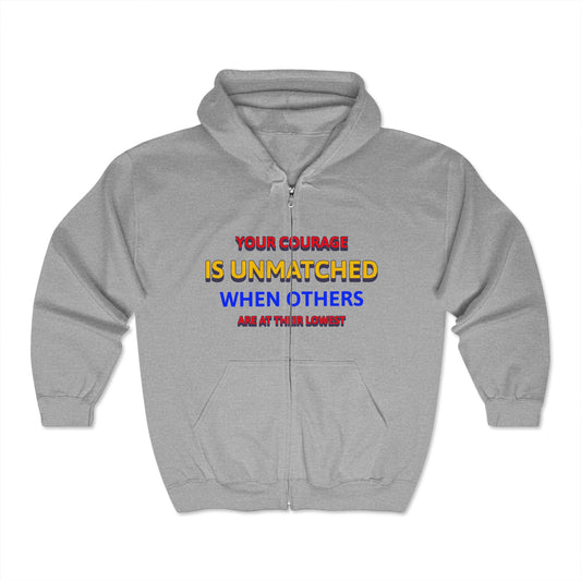EMS Unisex Full Zip Hooded Sweatshirt – Your courage is unmatched when others are at their lowest