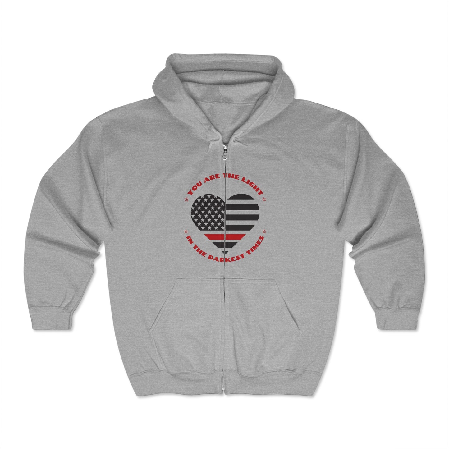 Firefighter Unisex Full Zip Hooded Sweatshirt – You are the light in the darkest times