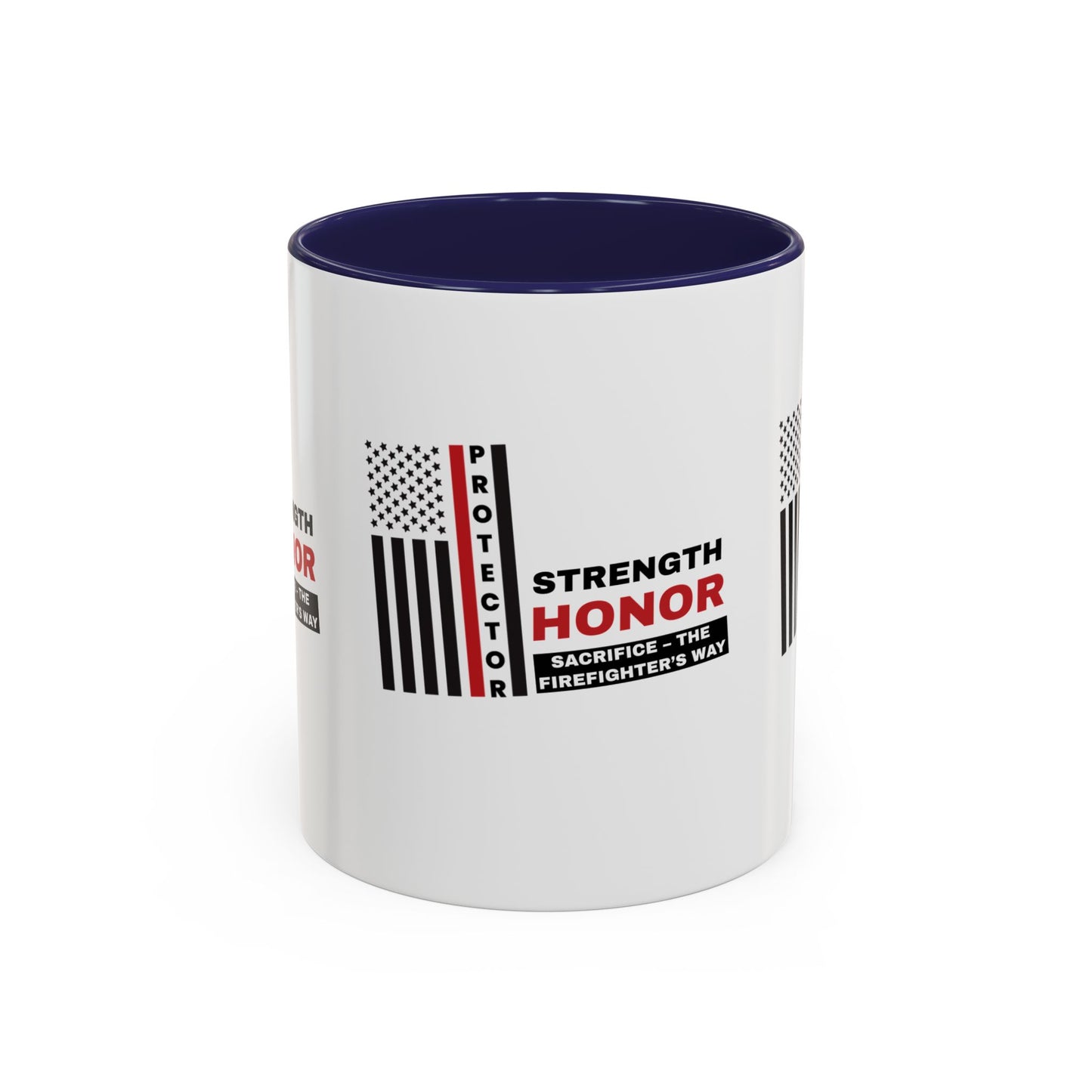 Firefighter Accent Coffee Mug – Strength, honor, sacrifice – the firefighter’s way