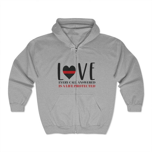 Firefighter Unisex Full Zip Hooded Sweatshirt – Every call answered is a life protected