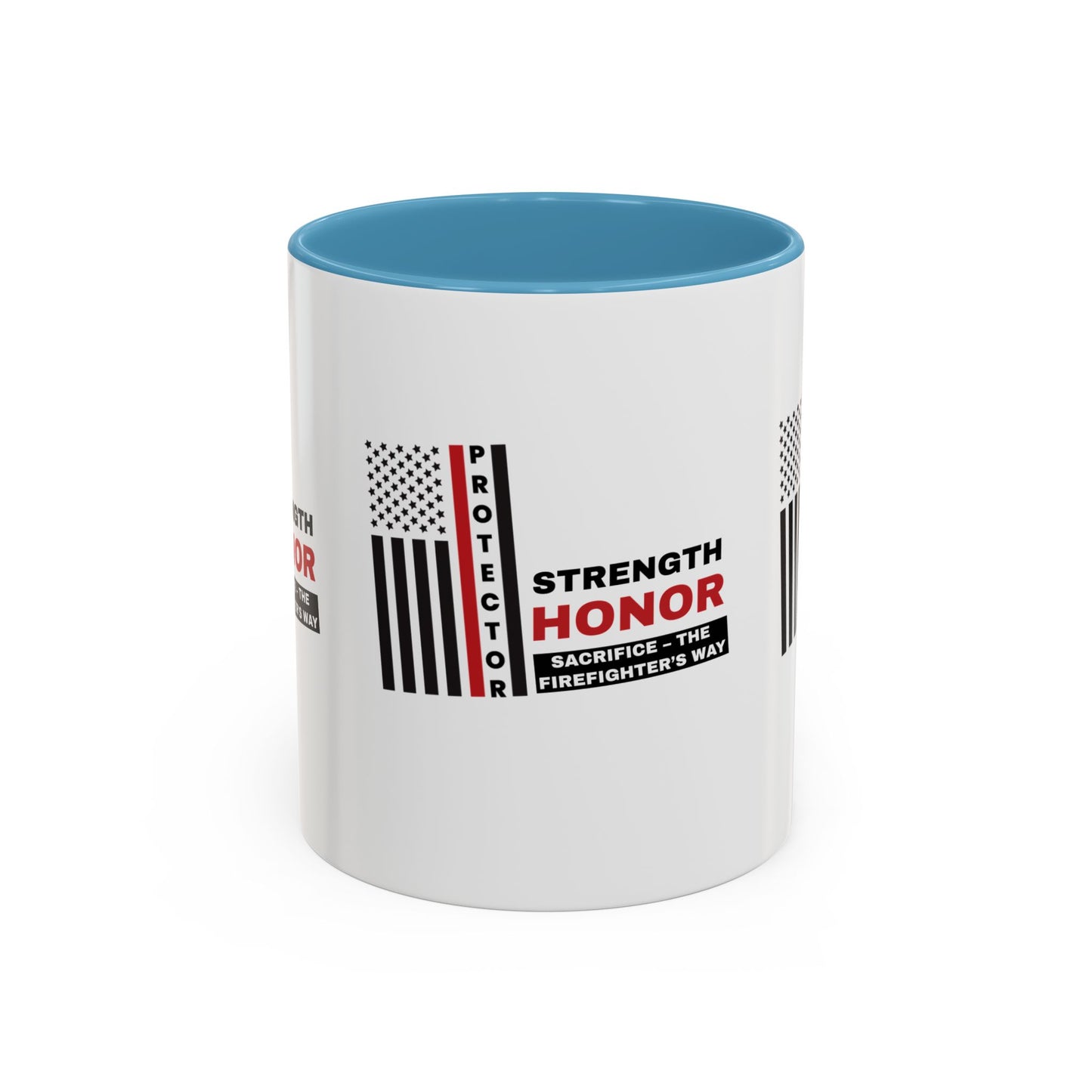 Firefighter Accent Coffee Mug – Strength, honor, sacrifice – the firefighter’s way
