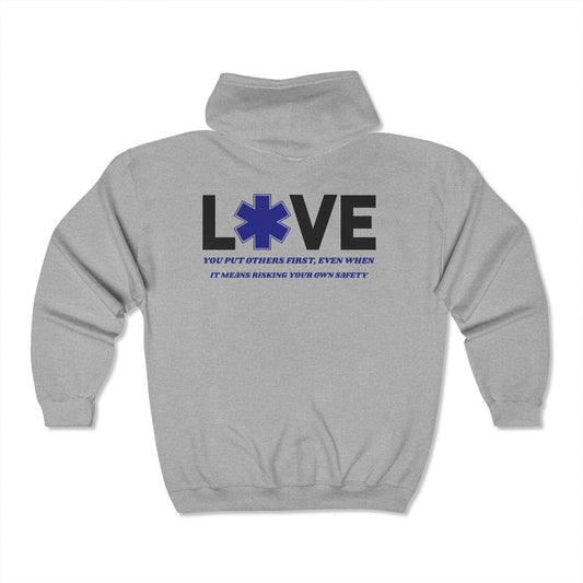 EMS Unisex Full Zip Hooded Sweatshirt – You put others first, even when it means risking your own safety