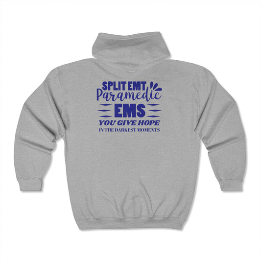 EMS Unisex Full Zip Hooded Sweatshirt – You give hope in the darkest moments