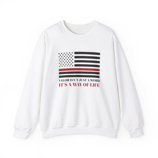 Firefighter Unisex Heavy Blend Crewneck Sweatshirt – Valor isn’t just a word—it’s a way of life