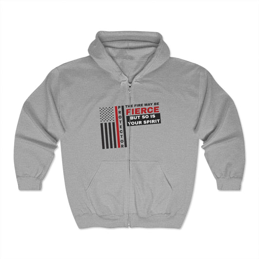 Firefighter Unisex Full Zip Hooded Sweatshirt – The fire may be fierce, but so is your spirit