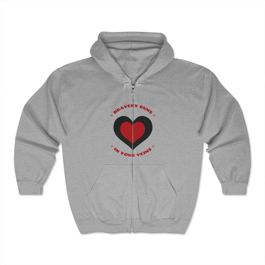 Firefighter Unisex Full Zip Hooded Sweatshirt – Bravery runs in your veins