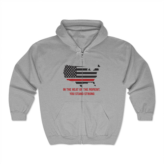 Firefighter Unisex Full Zip Hooded Sweatshirt – In the heat of the moment, you stand strong