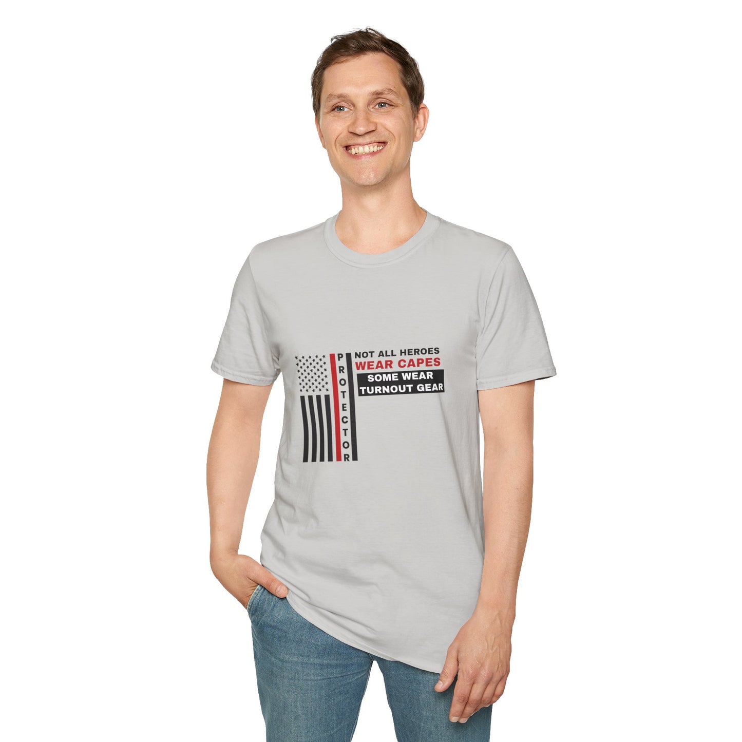 Firefighter Softstyle T-Shirt – Not all heroes wear capes—some wear turnout gear