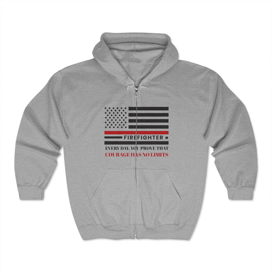 Firefighter Unisex Full Zip Hooded Sweatshirt – Every day, you prove that courage has no limits